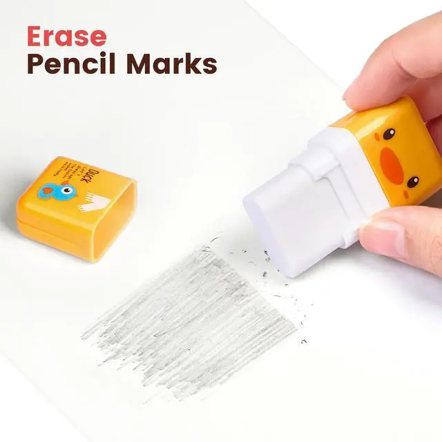 Alt view image 3 of 7 - 12 Pack Pencil Erasers, Cute Erasers Pencil Eraser w/Clean up Roller