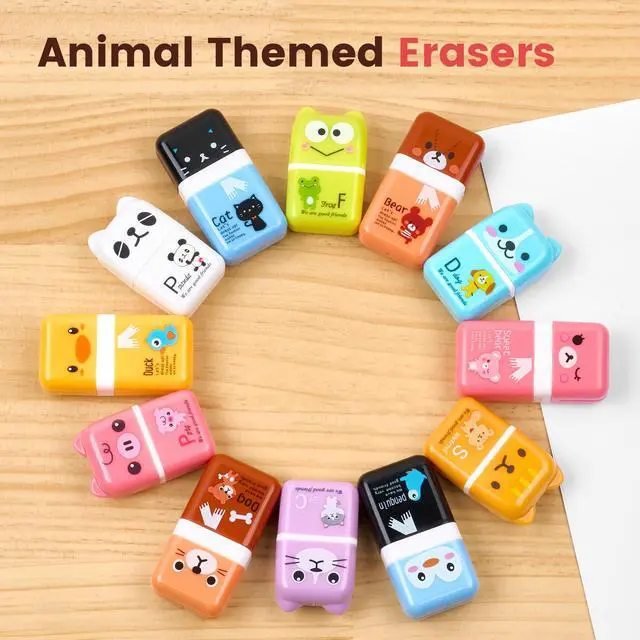 Alt view image 6 of 7 - 12 Pack Pencil Erasers, Cute Erasers Pencil Eraser w/Clean up Roller