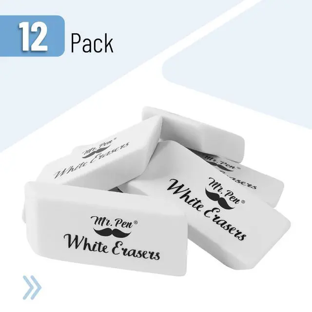 Alt view image 2 of 7 - White Pencil Eraser, 12 Pack