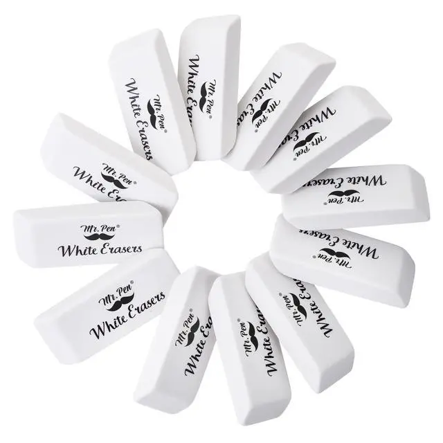 Alt view image 6 of 7 - White Pencil Eraser, 12 Pack