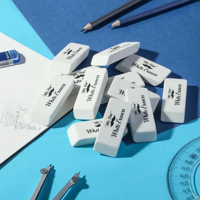 Alt view image 7 of 7 - White Pencil Eraser, 12 Pack