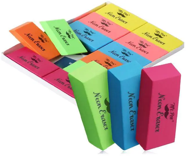Main image of Pencil Eraser, 12 Pack, Neon Colors