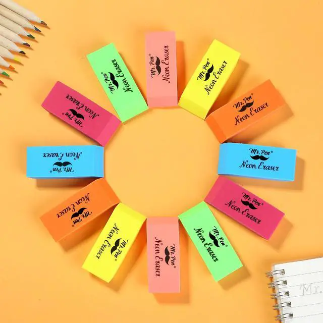 Alt view image 5 of 7 - Pencil Eraser, 12 Pack, Neon Colors