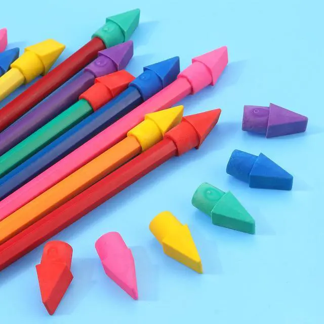 Alt view image 5 of 7 - 60 Pack Erasers for Pencils, Pencil Top Erasers Cap, 6 Colors