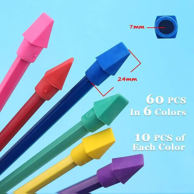 Alt view image 4 of 7 - 60 Pack Erasers for Pencils, Pencil Top Erasers Cap, 6 Colors