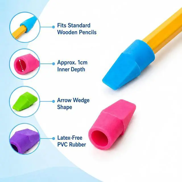 Alt view image 6 of 7 - Cap Erasers for Pencils in Bulk - Pencil Top Erasers for Decoration