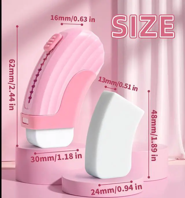Alt view image 2 of 7 - 4+1 Pack Rubber Erasers Sliding Retractable Eraser - Pink