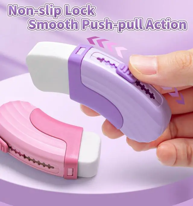 Alt view image 6 of 7 - 4+1 Pack Rubber Erasers Sliding Retractable Eraser - Pink