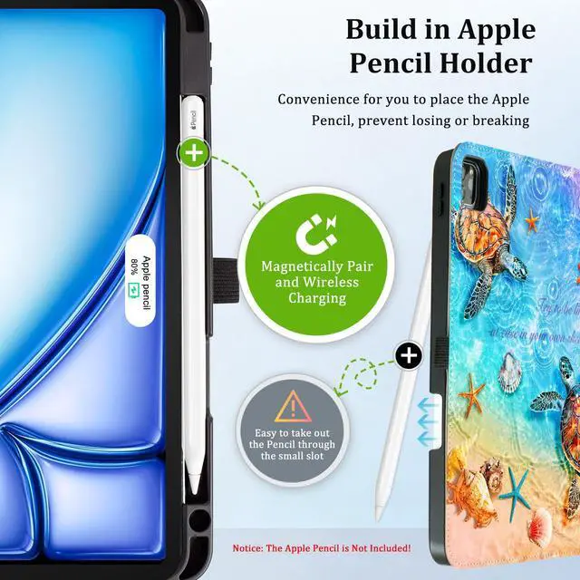 Alt view image 4 of 7 - Case for iPad Air 11" M4/M3/M2, Air 5th/4th Gen 10.9", Turtle