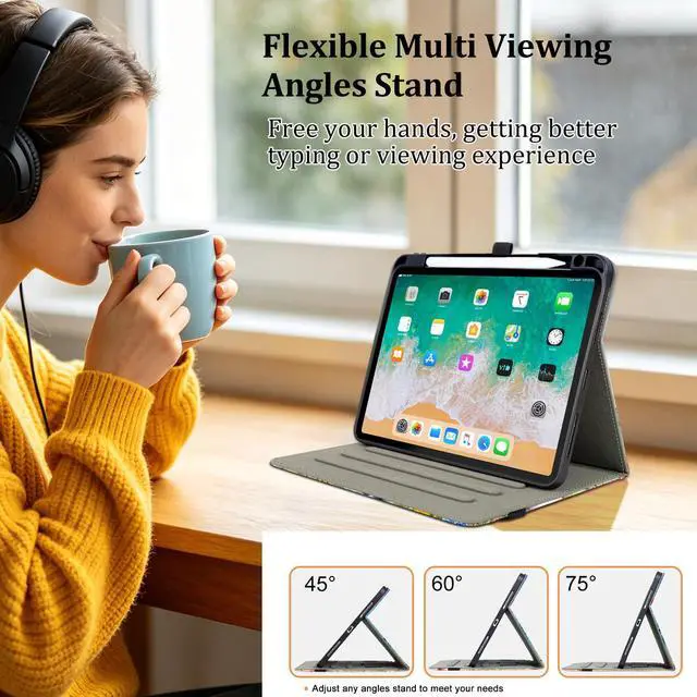 Alt view image 6 of 7 - Case for iPad Air 11" M4/M3/M2, Air 5th/4th Gen 10.9", Turtle