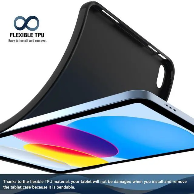 Alt view image 3 of 7 - Case for iPad (A16) 11th 11'' 2025/10th Generation 10.9'' 2022, Slim Design Matte TPU Rubber Soft Skin Silicone Protective Cover for iPad 10th/11th - Black