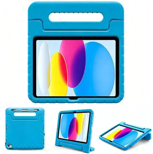 Main image of Kids Case for iPad A16 11th Generation 2025/iPad 10th Generation 2022 with Pencil Holder, iPad 11/10 Case Shockproof Lightweight Cover with Stand Convertible Handle for Children -Blue