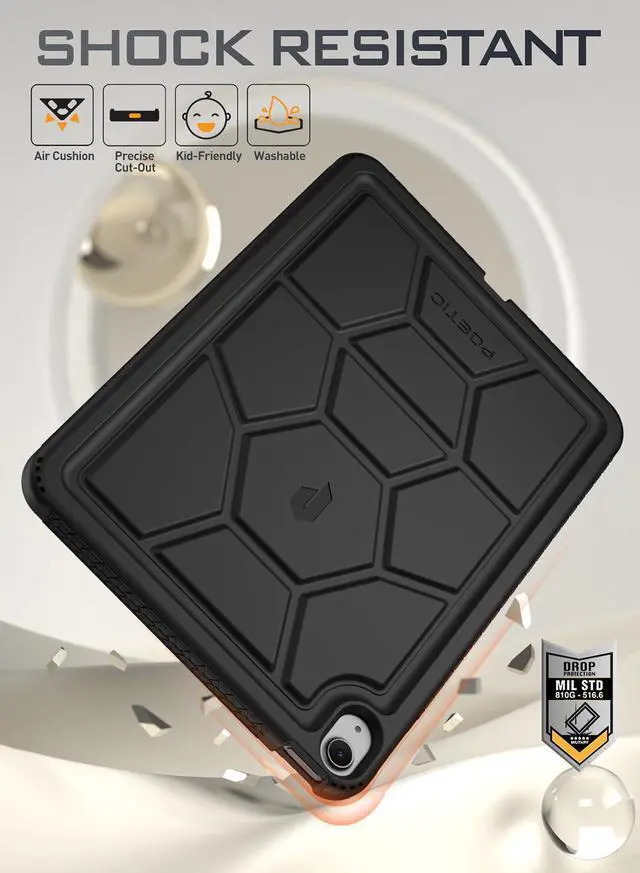 Alt view image 6 of 6 - TurtleSkin Case Designed for iPad Air 11 Inch M4/M3/M2 (2026/2025/2024), Heavy Duty Shockproof Rugged Kids Friendly Drop Protection Silicone Cover Case, Black