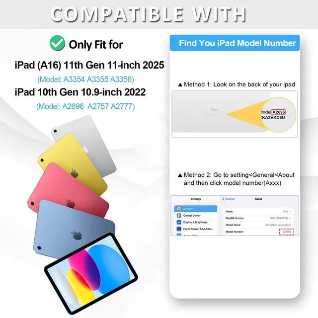 Alt view image 2 of 7 - Case for iPad A16 11th Generation 11 Inch 2025, iPad 10th Generation 10.9 Inch 2022, Hybrid Protective Cover with Pencil Holder, Clear Transparent Back Shell, Anti-Yellowing Case, Gray