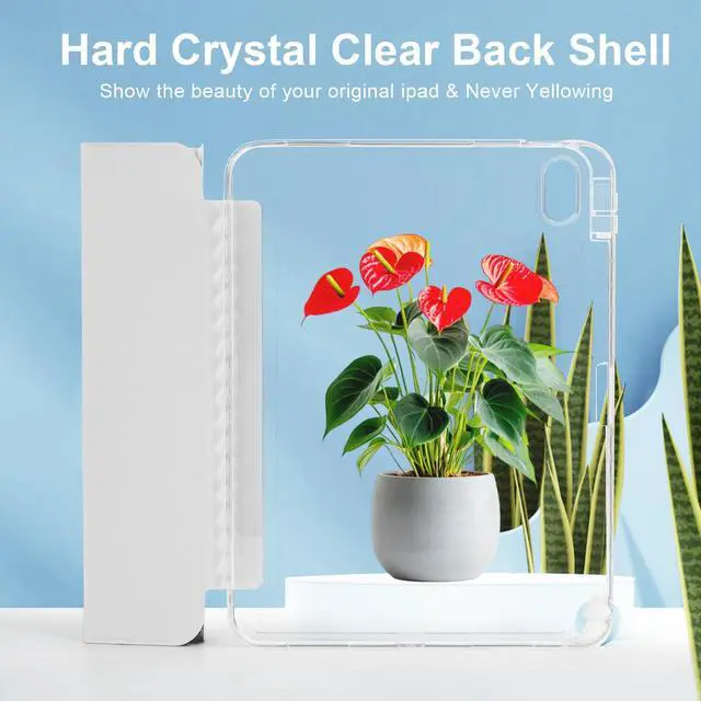Alt view image 4 of 7 - Case for iPad A16 11th Generation 11 Inch 2025, iPad 10th Generation 10.9 Inch 2022, Hybrid Protective Cover with Pencil Holder, Clear Transparent Back Shell, Anti-Yellowing Case, Gray
