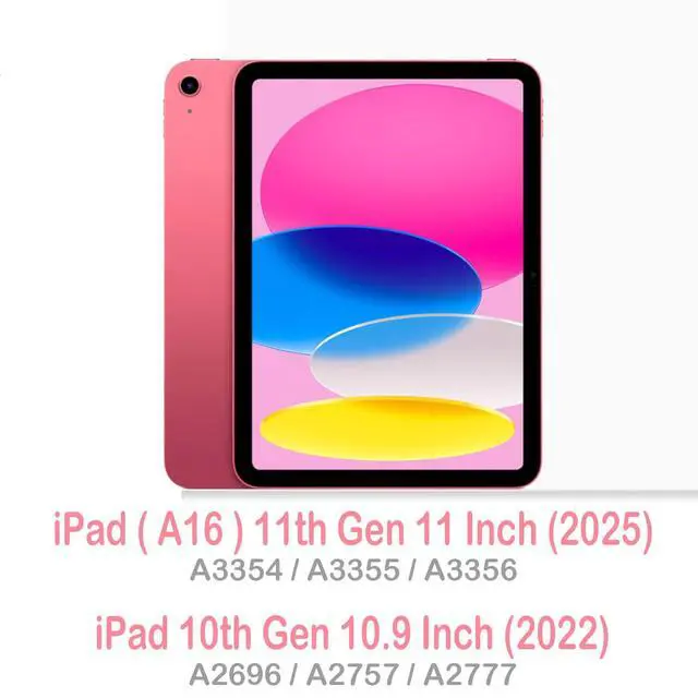Alt view image 2 of 7 - Slim Case for iPad A16 11th Generation 11 Inch 2025 Case, iPad 10th Generation 10.9 Inch 2022, Tri-Fold Stand Clear Back Cover Lightweight with Pencil Holder & Auto Sleep, Light Pink