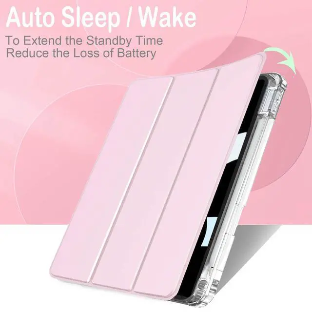 Alt view image 4 of 7 - Slim Case for iPad A16 11th Generation 11 Inch 2025 Case, iPad 10th Generation 10.9 Inch 2022, Tri-Fold Stand Clear Back Cover Lightweight with Pencil Holder & Auto Sleep, Light Pink