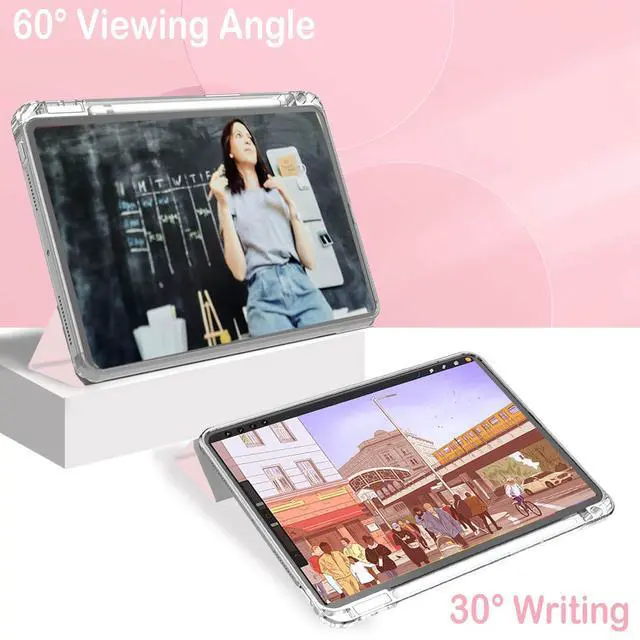 Alt view image 6 of 7 - Slim Case for iPad A16 11th Generation 11 Inch 2025 Case, iPad 10th Generation 10.9 Inch 2022, Tri-Fold Stand Clear Back Cover Lightweight with Pencil Holder & Auto Sleep, Light Pink