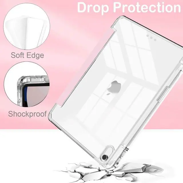 Alt view image 3 of 7 - Slim Case for iPad A16 11th Generation 11 Inch 2025 Case, iPad 10th Generation 10.9 Inch 2022, Tri-Fold Stand Clear Back Cover Lightweight with Pencil Holder & Auto Sleep, Light Pink