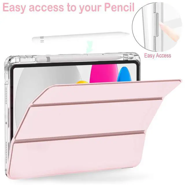 Alt view image 5 of 7 - Slim Case for iPad A16 11th Generation 11 Inch 2025 Case, iPad 10th Generation 10.9 Inch 2022, Tri-Fold Stand Clear Back Cover Lightweight with Pencil Holder & Auto Sleep, Light Pink