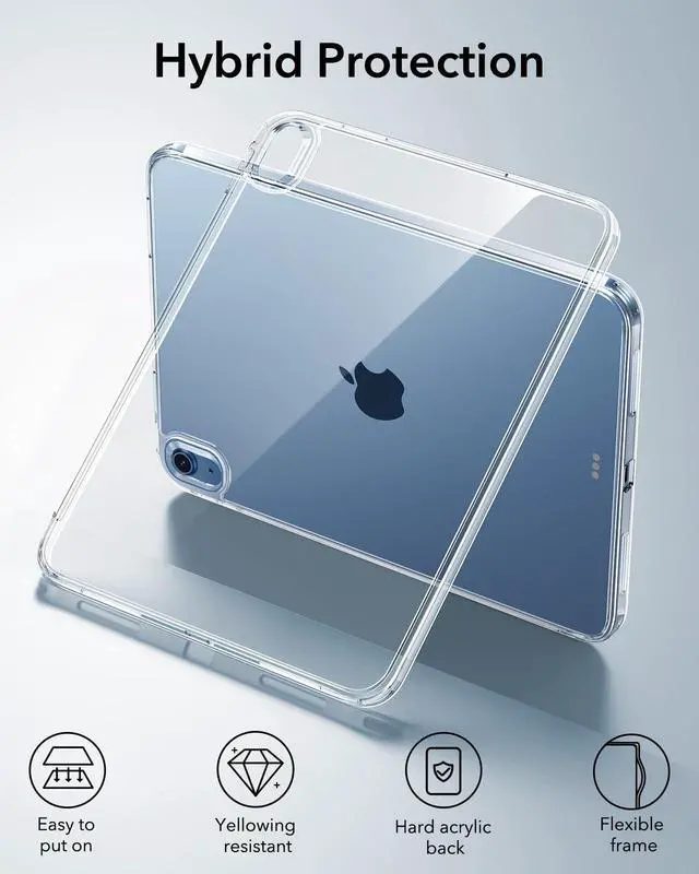 Alt view image 5 of 7 - for iPad (A16) 11th/10th Generation Case(2025/2022), Thin and Lightweight, Yellowing Resistant, Hard Acrylic Back, Air-Guard Corners, Flexible Frame, Classic Hybrid Back Cover, Clear