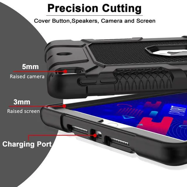 Alt view image 6 of 7 - Case for 9th/8th/7th Generation, Hybrid Shockproof Rugged Drop Protective Case with Kickstand for iPad 10.2 Inch (2021/2020/2019 Release), Black
