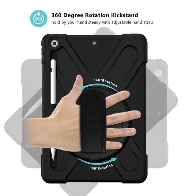 Alt view image 3 of 7 - Rugged Case for iPad 9th/ 8th/ 7th -Black