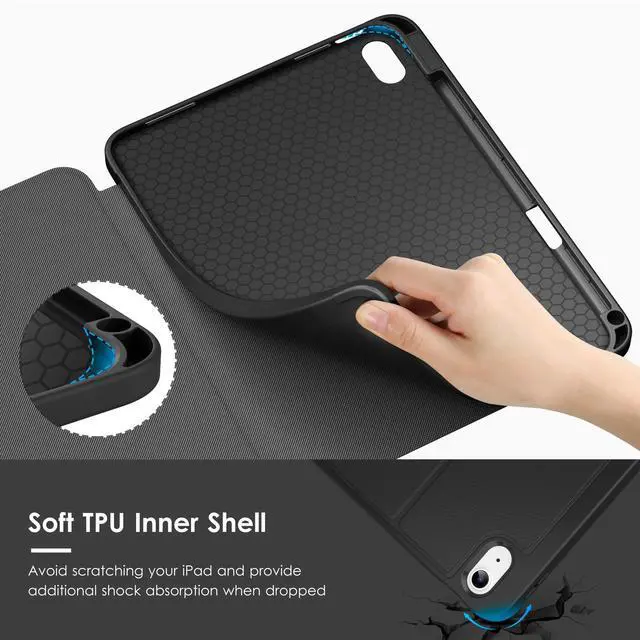 Alt view image 6 of 7 - Case for iPad (A16) 11-inch 2025 and iPad 10th/11th Generation 10.9 Inch 2022,Multiple Angles Magnetic Stand Cover,Shockproof Back,Pencil Holder,and Auto Sleep/Wake,Black