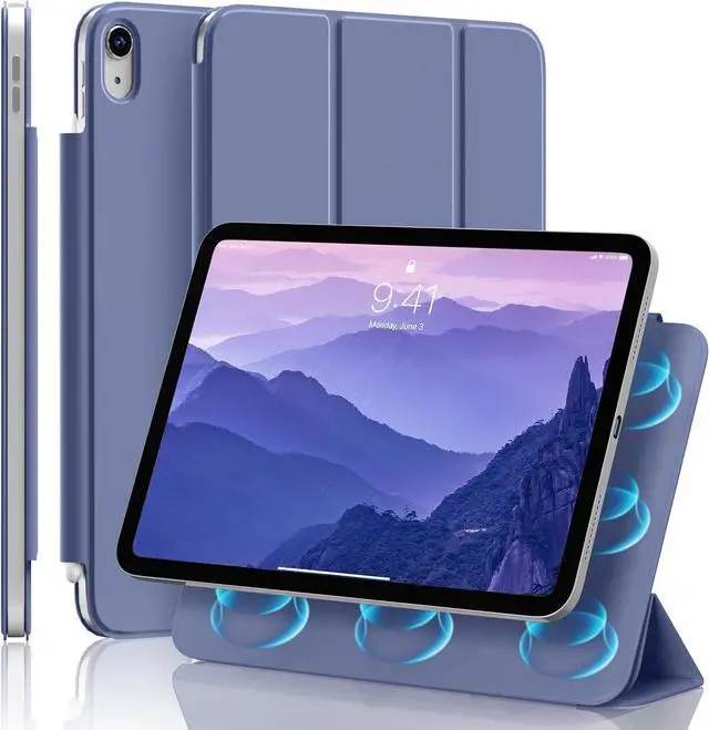 Main image of Case for iPad (A16) 11th/10th Gen with Pencil Holder, Ultra-Slim & Light, Strong Magnetic Attachment, Hard Anti-Bend Folio Cover, Trifold Stand for iPad 10.9" (2022)/ 11" (2025)- Purple