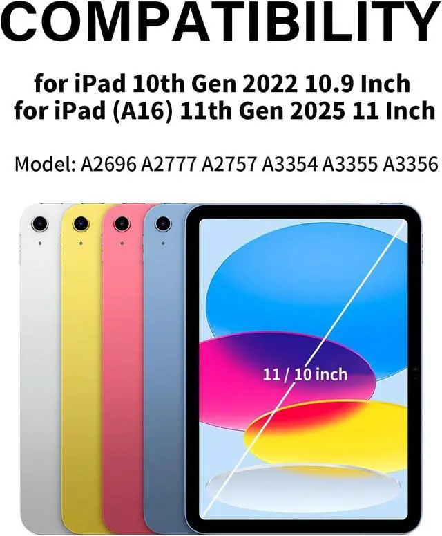 Alt view image 2 of 7 - Clear Case for iPad A16 11th Generation 11 inch 2025 & iPad 10th Gen 10.9 inch 2022 with Pencil Holder, Detachable Magnetic Rotating Transparent Hard PC Back, Auto Wake/Sleep, Trifold & Y Stand, White