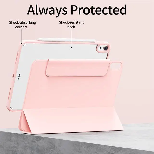 Alt view image 6 of 7 - for iPad (A16) 11th Generation 11 Inch 2025/ 10th Generation 10.9 Inch 2022 Hybrid Case with Pencil Holder | Detachable Magnetic Cover | Portrait/Landscape Stand | Clear Hard Back, Pink