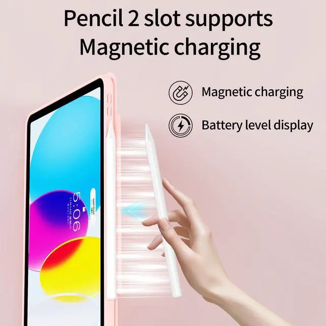 Alt view image 5 of 7 - for iPad (A16) 11th Generation 11 Inch 2025/ 10th Generation 10.9 Inch 2022 Hybrid Case with Pencil Holder | Detachable Magnetic Cover | Portrait/Landscape Stand | Clear Hard Back, Pink