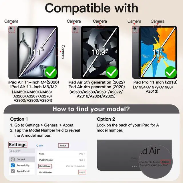 Alt view image 2 of 6 - Magnetic Case for iPad Air 11" M4/M3/M2 & iPad Air 5/4, Starlight