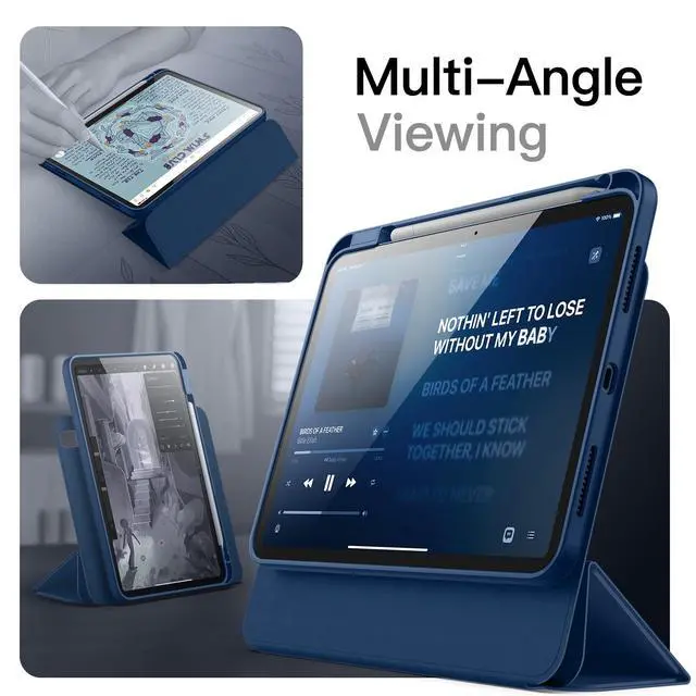 Alt view image 3 of 7 - Magnetic Detachable Case Cover for iPad (A16) 11th/10th Gen, Navy