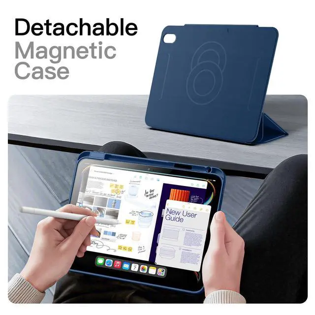 Alt view image 4 of 7 - Magnetic Detachable Case Cover for iPad (A16) 11th/10th Gen, Navy