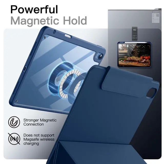 Alt view image 5 of 7 - Magnetic Detachable Case Cover for iPad (A16) 11th/10th Gen, Navy