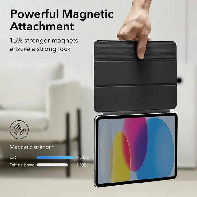 Alt view image 3 of 7 - for iPad (A16) 11th/10th Generation Case(2025/2022,10.9 Inch), Convenient Magnetic Attachment, Two-Way Trifold Stand, Lightweight Protection, Auto Sleep/Wake, Rebound Series, Black