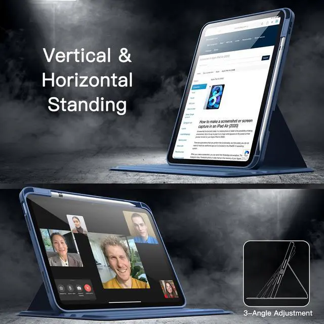 Alt view image 7 of 7 - Rotating Case Cover for iPad (A16) 11th/10th Gen, Navy