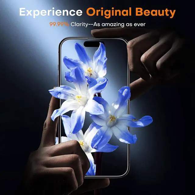 Alt view image 6 of 7 - for iPhone 16 Pro Screen Protector 9H Hardness Military Grade Shatterproof HD Tempered Glass Full Coverage Easy Installation Case Friendly 2 Pack