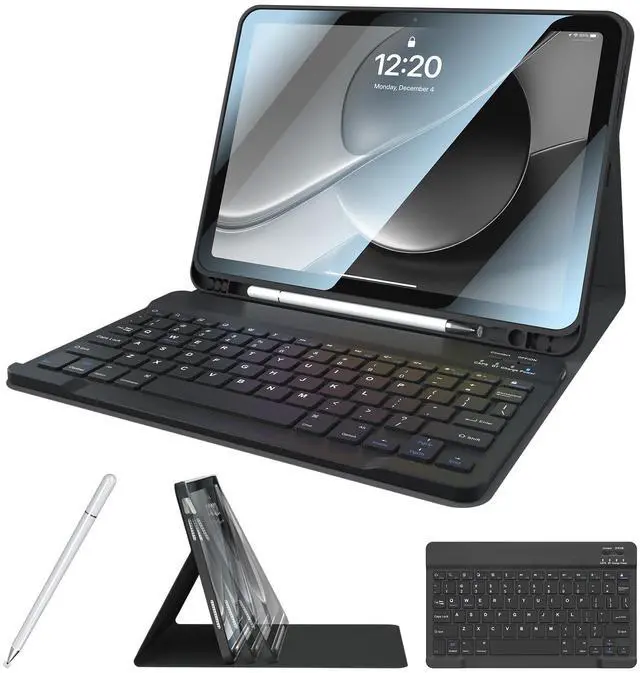 Main image of for iPad 10th Generation Case with Keyboard with Pencil Holder and Magnetic Disc Universal Stylus Pen 10.9 inch Wireless Detachable Folio Keyboard Cover for New iPad 10th Gen 2022 (Black)