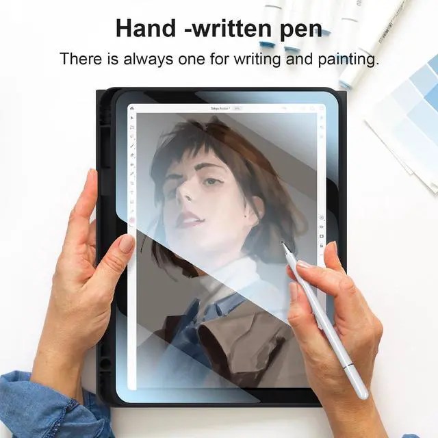 Alt view image 3 of 7 - for iPad 10th Generation Case with Keyboard with Pencil Holder and Magnetic Disc Universal Stylus Pen 10.9 inch Wireless Detachable Folio Keyboard Cover for New iPad 10th Gen 2022 (Black)