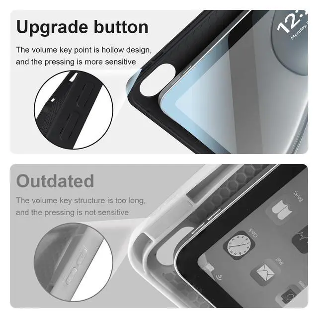 Alt view image 5 of 7 - for iPad 10th Generation Case with Keyboard with Pencil Holder and Magnetic Disc Universal Stylus Pen 10.9 inch Wireless Detachable Folio Keyboard Cover for New iPad 10th Gen 2022 (Black)
