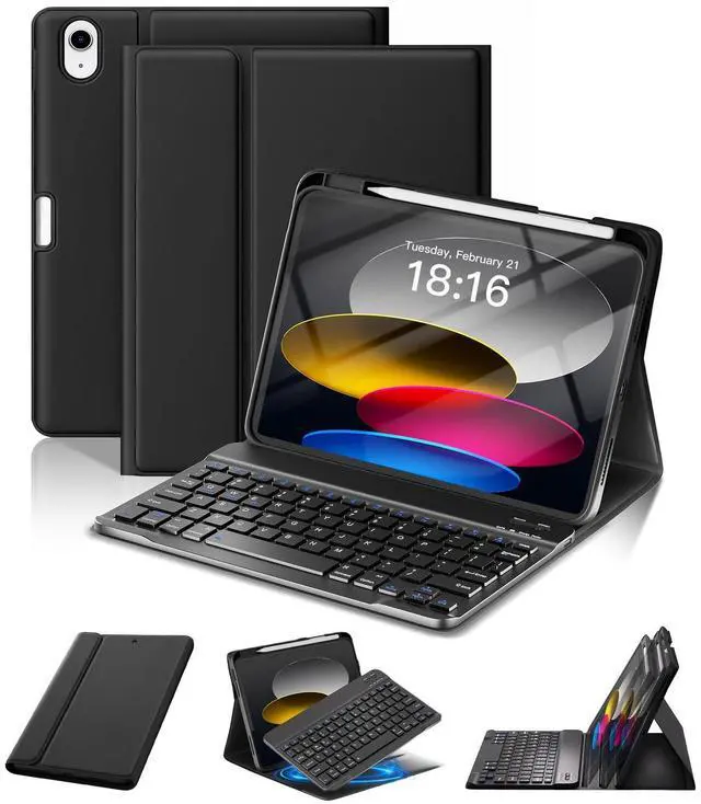 Main image of for iPad 11th 10th Generation Case with Keyboard, Magnetic Wireless Detachable Folio case with Pencil Holder, Keyboard for iPad 11th(A16,2025) & 10th Generation(2022) - Black