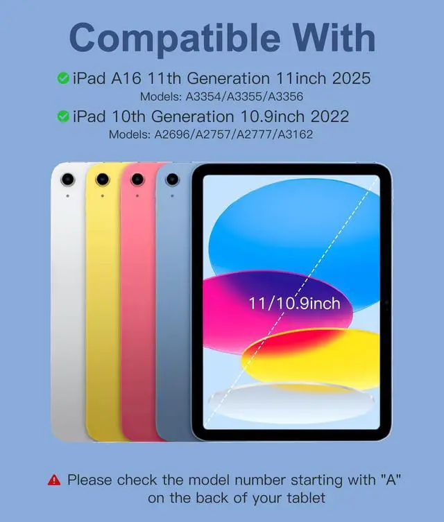 Alt view image 2 of 7 - for iPad A16 11th 10th Generation Case with Keyboard - Wireless