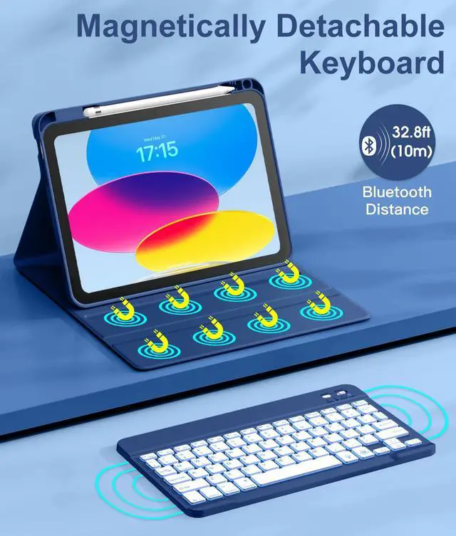 Alt view image 4 of 7 - for iPad A16 11th 10th Generation Case with Keyboard - Wireless