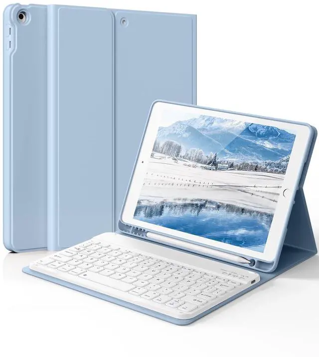 Main image of for iPad 9th 8th 7th Generation Case with Keyboard 10.2 Inch, Detachable Wireless Folio Keyboard Cover with Pencil Holder, iPad 10.2 Inch 2021/2020/2019 Model, Blue