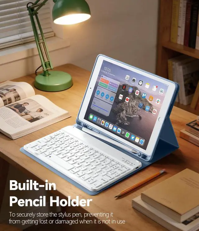 Alt view image 4 of 7 - for iPad 9th 8th 7th Generation Case with Keyboard 10.2 Inch, Detachable Wireless Folio Keyboard Cover with Pencil Holder, iPad 10.2 Inch 2021/2020/2019 Model, Blue