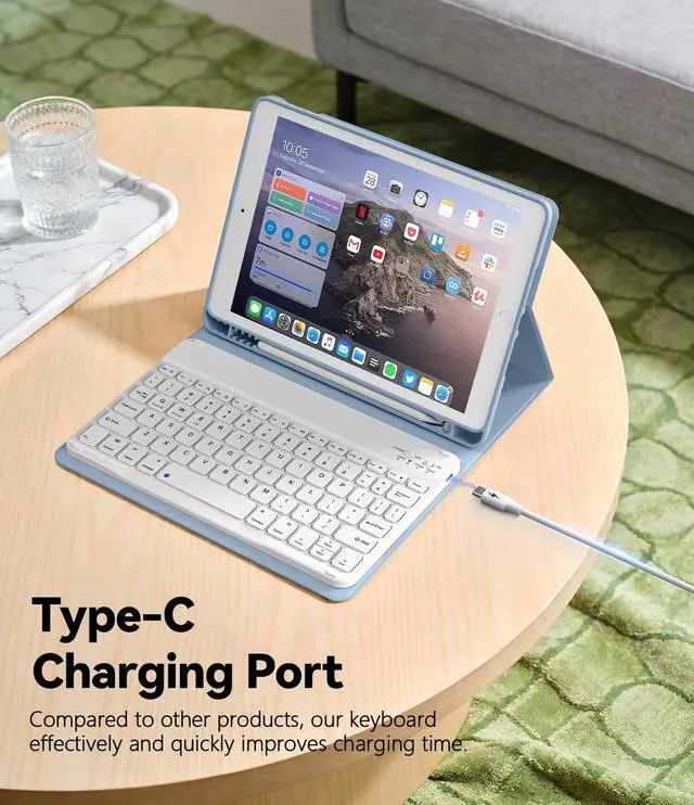 Alt view image 5 of 7 - for iPad 9th 8th 7th Generation Case with Keyboard 10.2 Inch, Detachable Wireless Folio Keyboard Cover with Pencil Holder, iPad 10.2 Inch 2021/2020/2019 Model, Blue