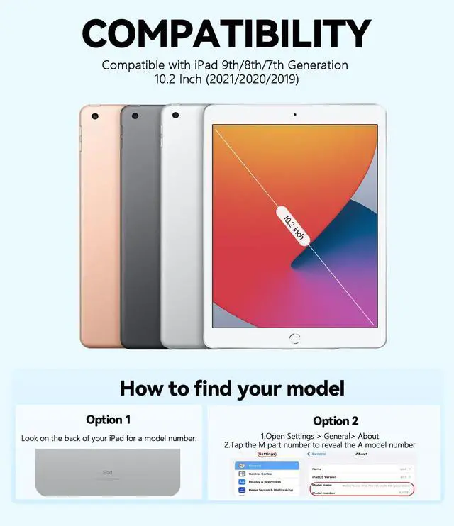 Alt view image 2 of 7 - for iPad 9th 8th 7th Generation Case with Keyboard 10.2 Inch, Detachable Wireless Folio Keyboard Cover with Pencil Holder, iPad 10.2 Inch 2021/2020/2019 Model, Blue