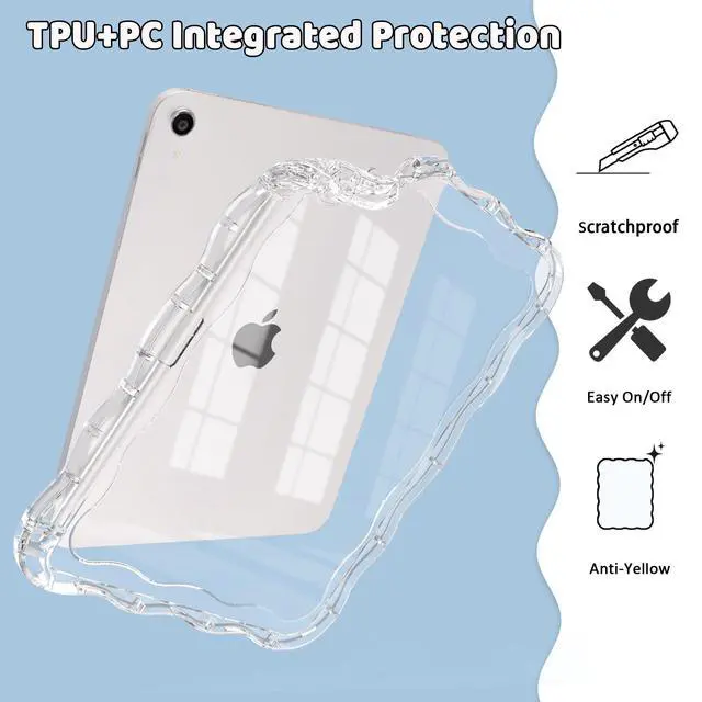 Alt view image 5 of 7 - Clear Case for iPad (A16) 11-inch 11th Generation 2025 / iPad 10th Generation 10.9 inch, Wave-Border Soft TPU+Hard PC, Anti-Scratch Ultra Slim Protective Tablet Cover, Shockproof Impact Resistant.